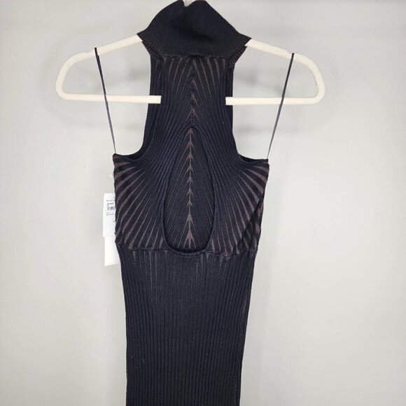 NWT Good American Angled Rib Mock Halter Bodycon Midi Dress Black XSmall/Small - Picture 10 of 15